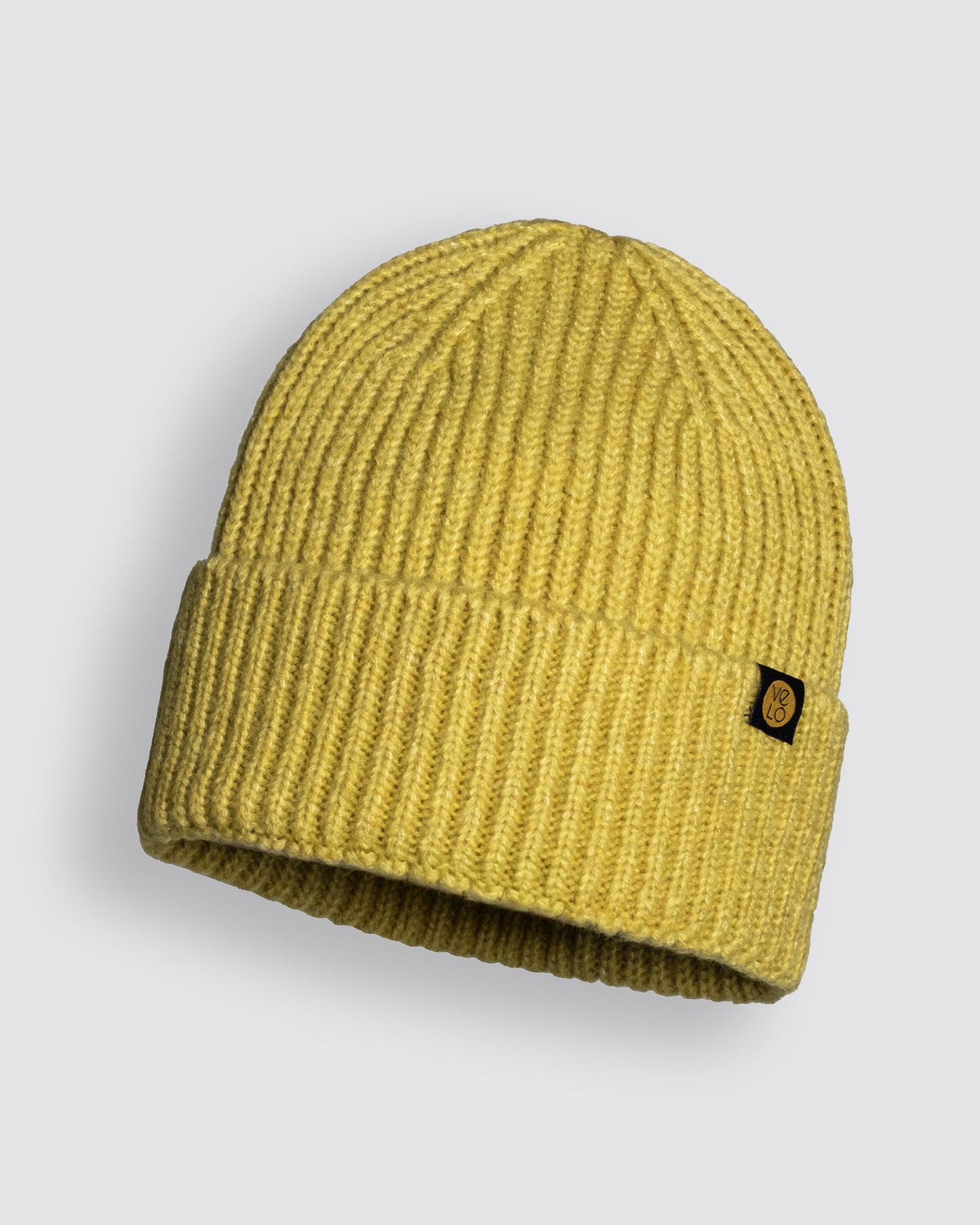 Front view of Olive Yellow Lux Beanie