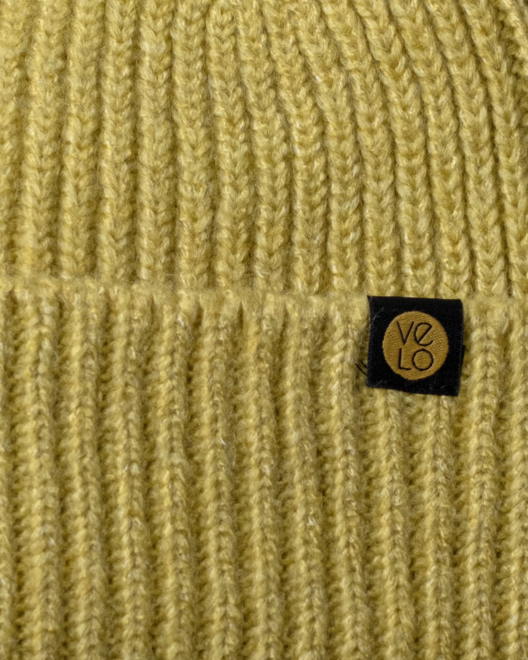 Close view of Olive Yellow Lux Beanie