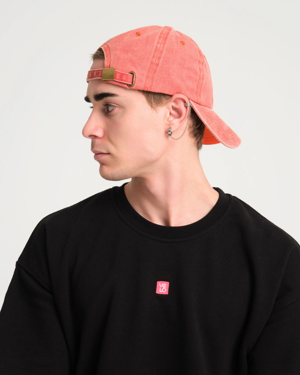man wearing Cute But Psycho Orange Washed Cap