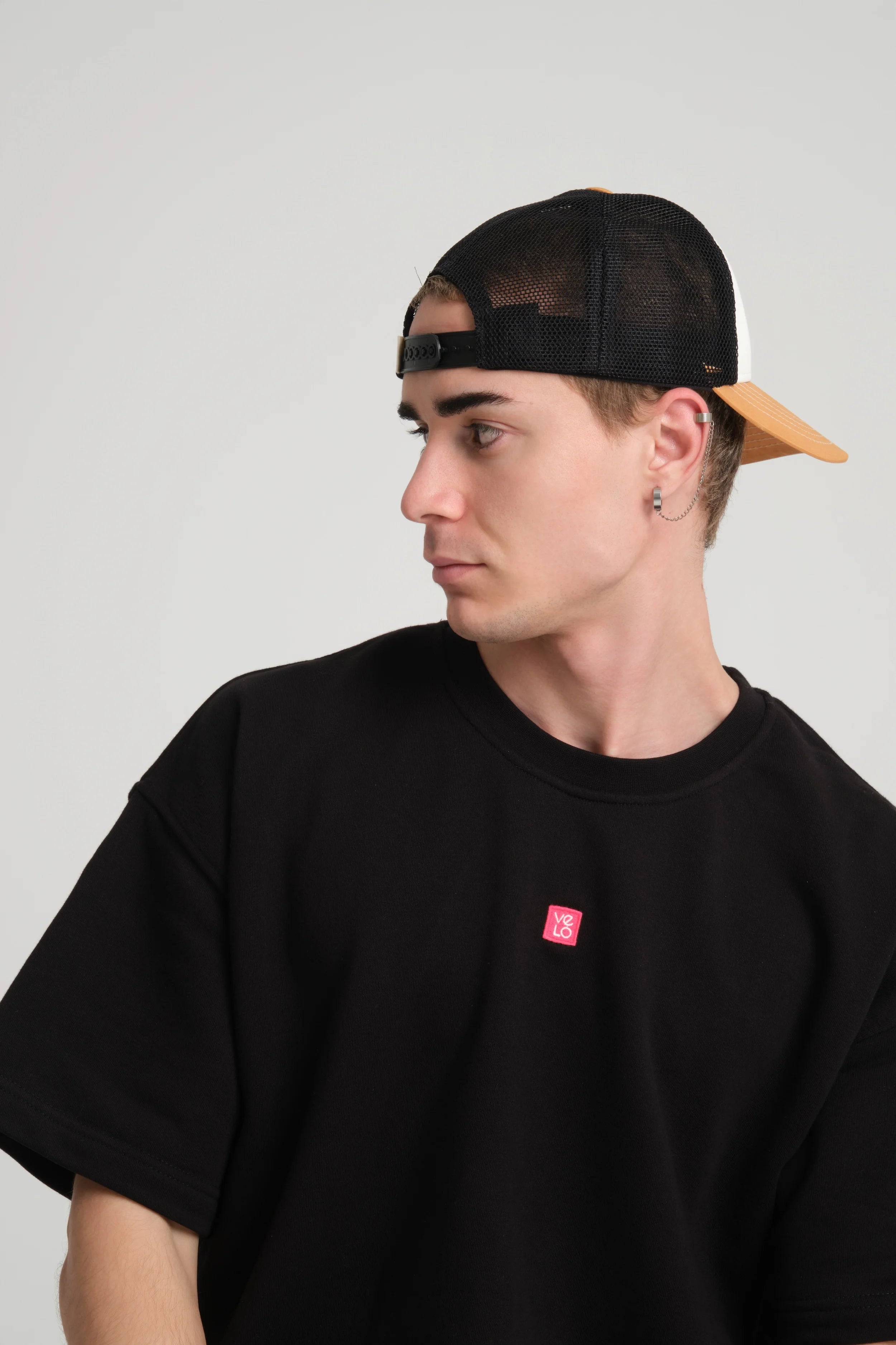 Orange Trucker Cap With Free Patch