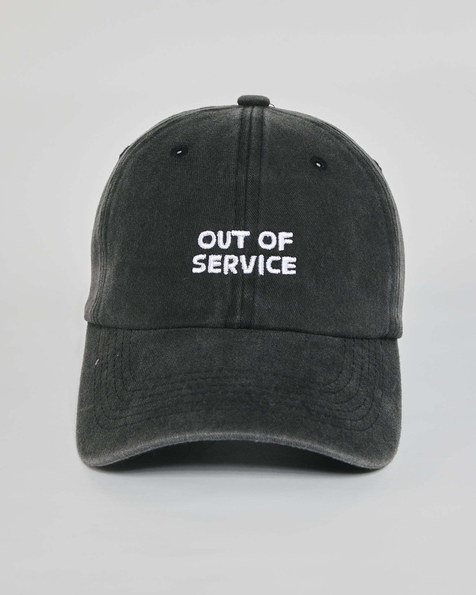 Out of Service black washed cap - front view