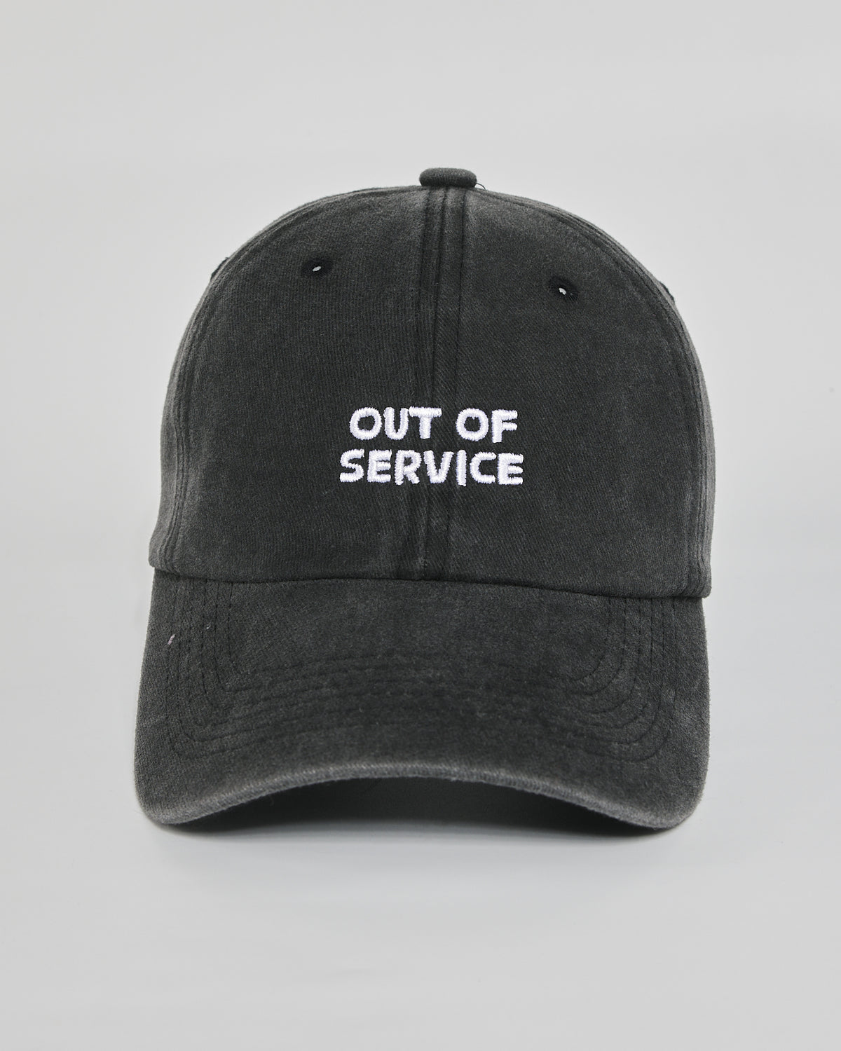 Out of Service black washed cap - front view