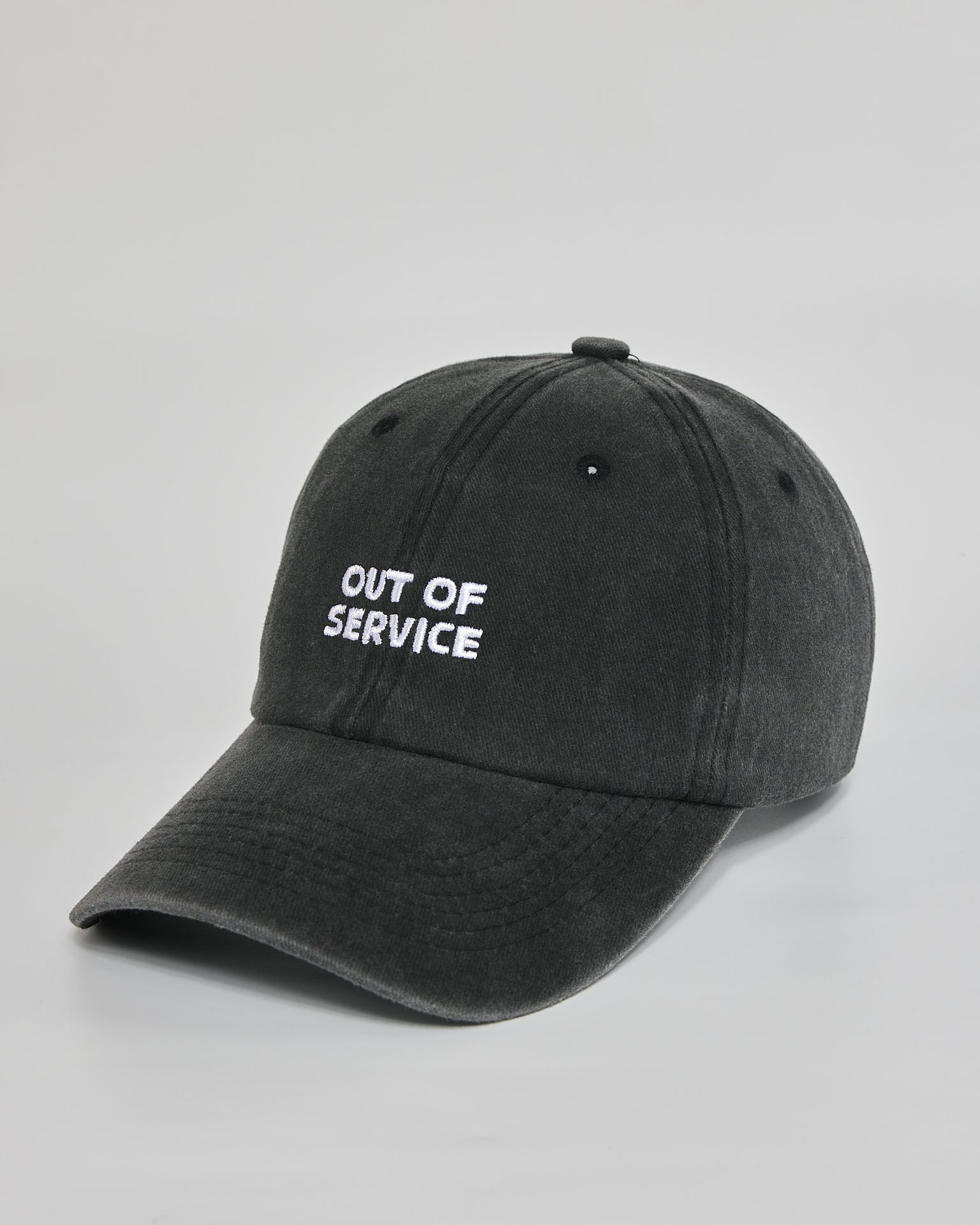 Out of Service black washed cap - side view