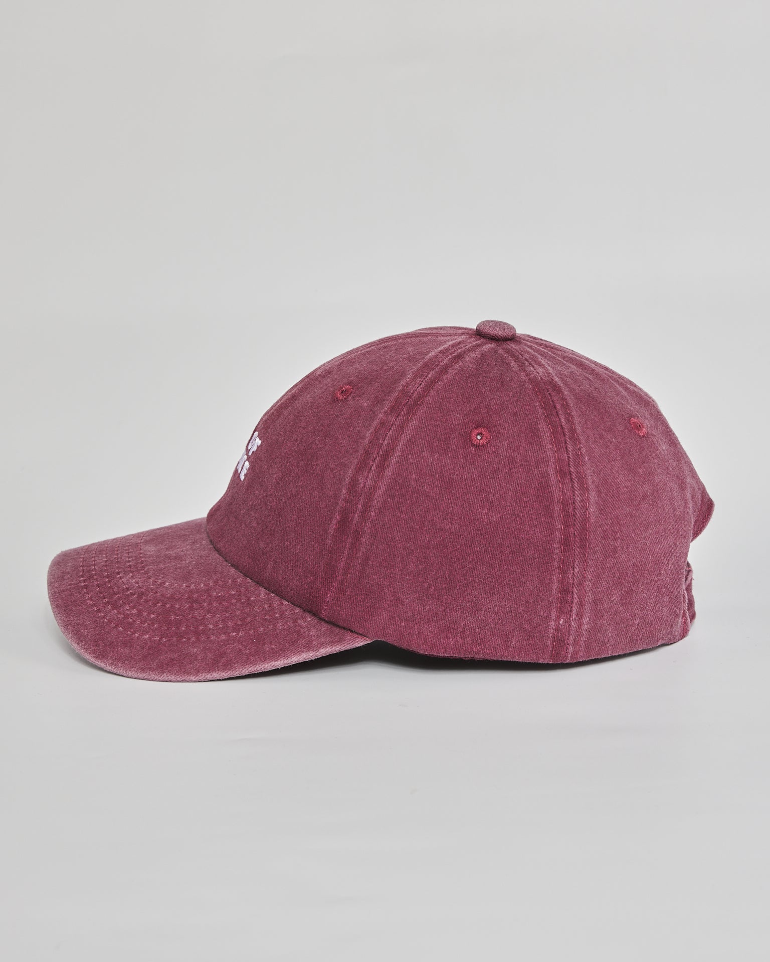 Out of Service burgundy washed cap - angled view