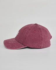 Out of Service burgundy washed cap - angled view