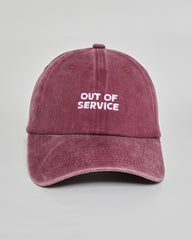 Out of Service burgundy washed cap - front view