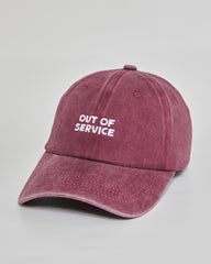 Out of Service burgundy washed cap - side view