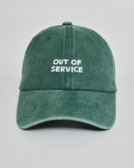 Out of Service forest green washed cap - front view