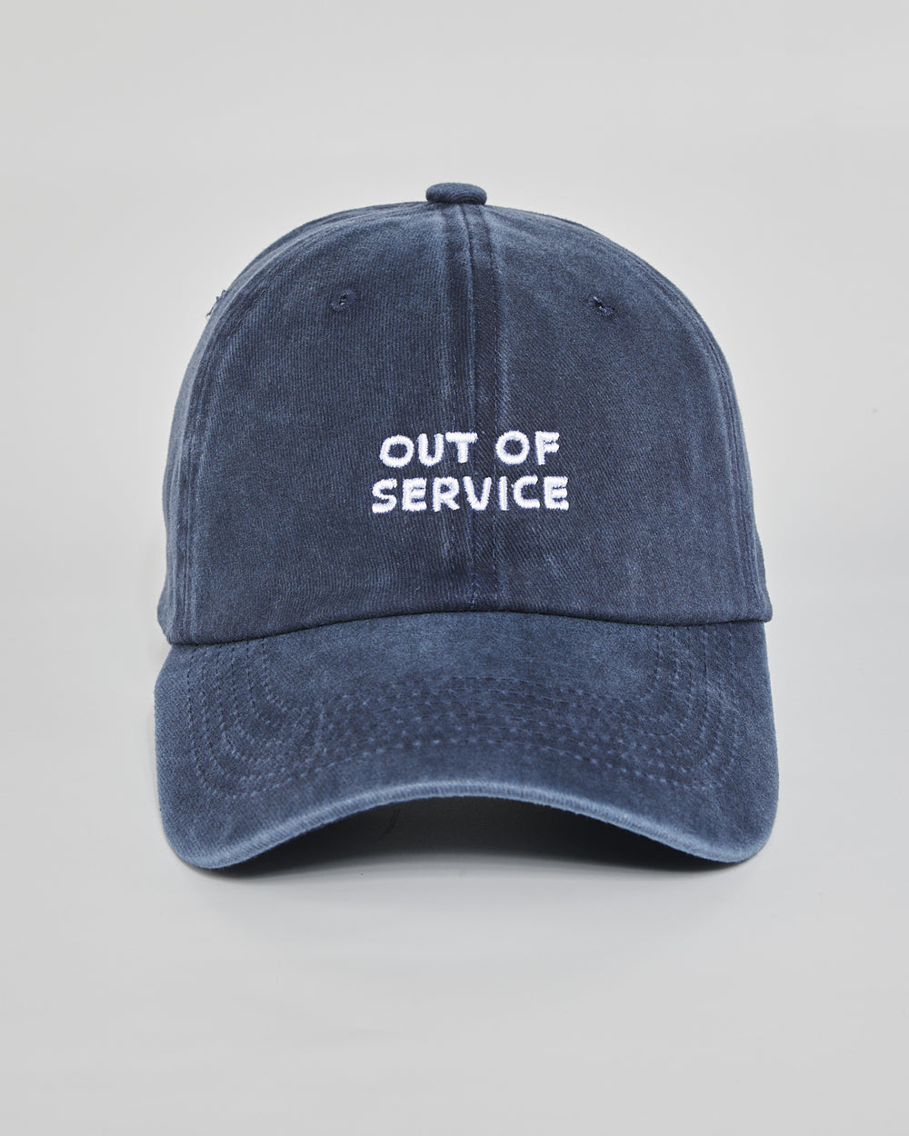 Out of Service navy washed cap - front view