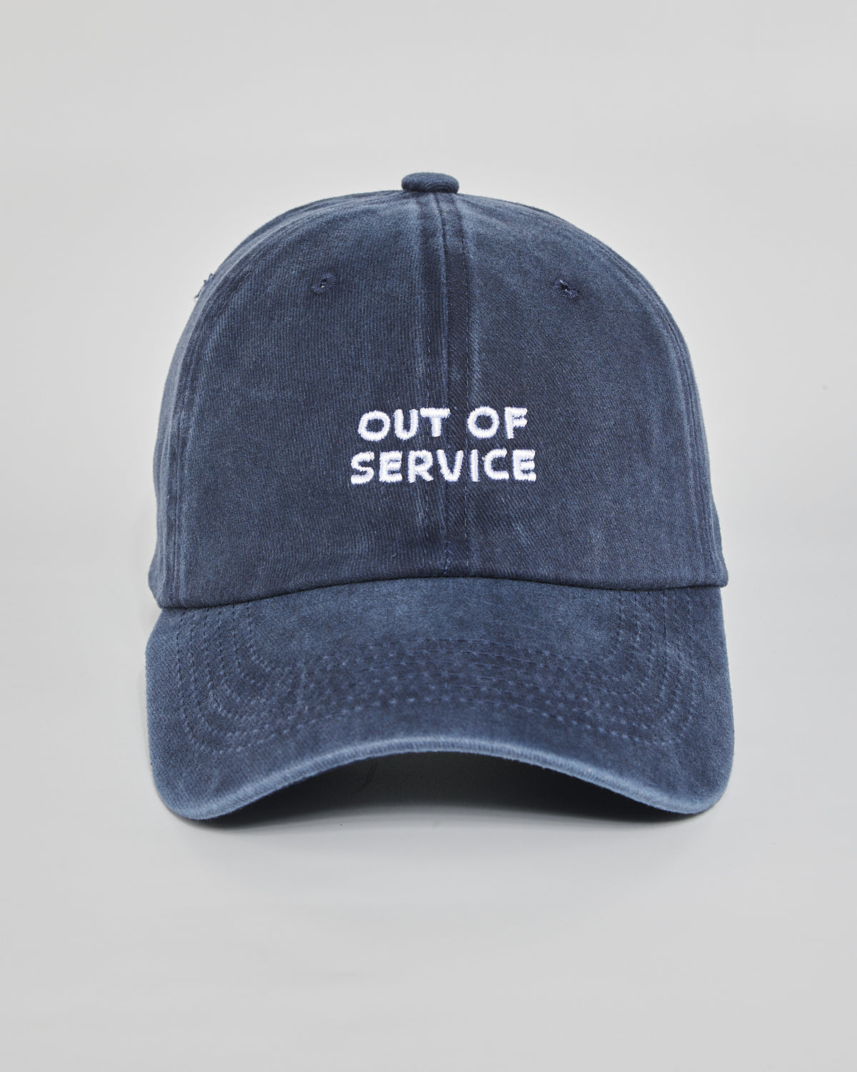 Out of Service navy washed cap - front view