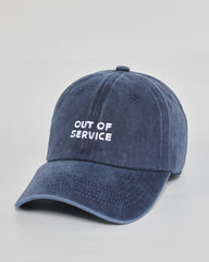 Out of Service navy washed cap - side view
