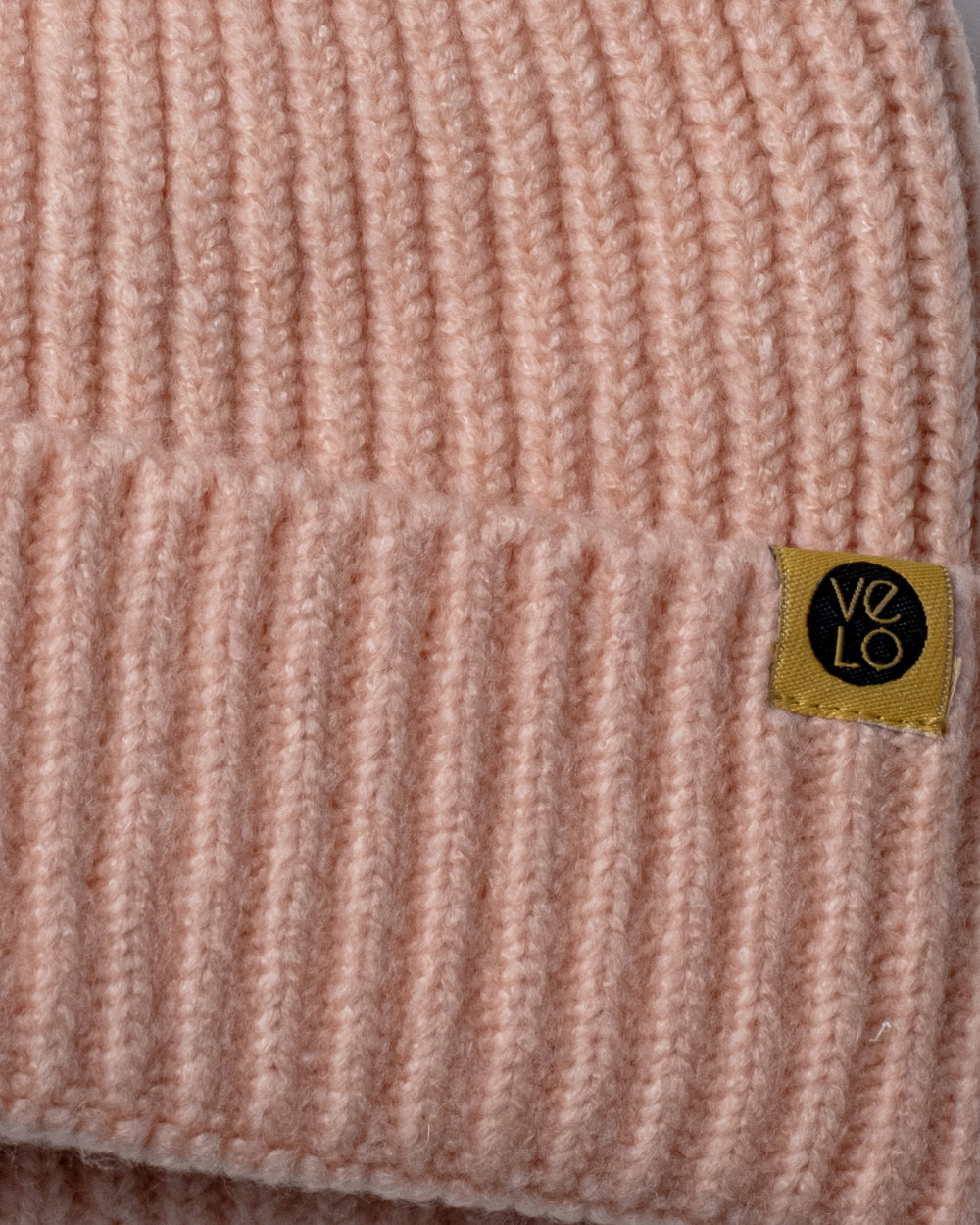 Close view of Peach Lux Beanie