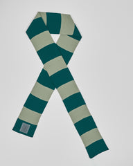 Pine & Sage unisex acrylic scarf flat lay in deep pine green and muted sage