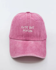 Pink Cute But Psycho Washed Cap