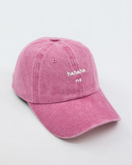side view of Pink Hahaha No Washed Cap