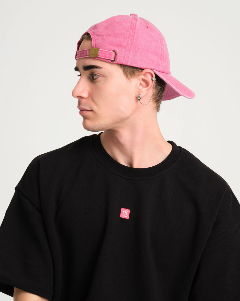 man wearing Pink Hahaha No Washed Cap