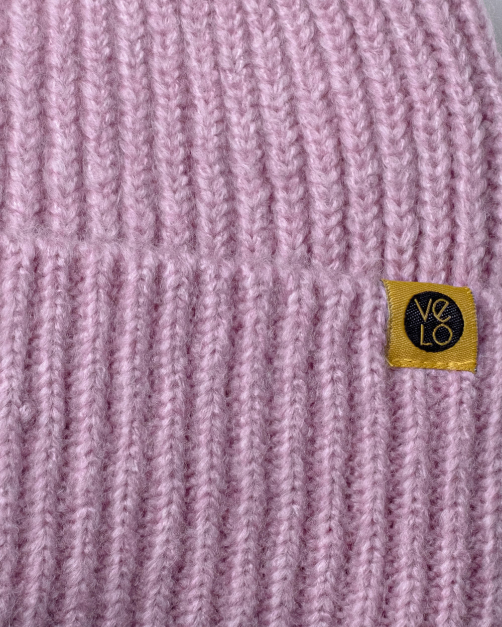 Close view of Pink Lux Beanie