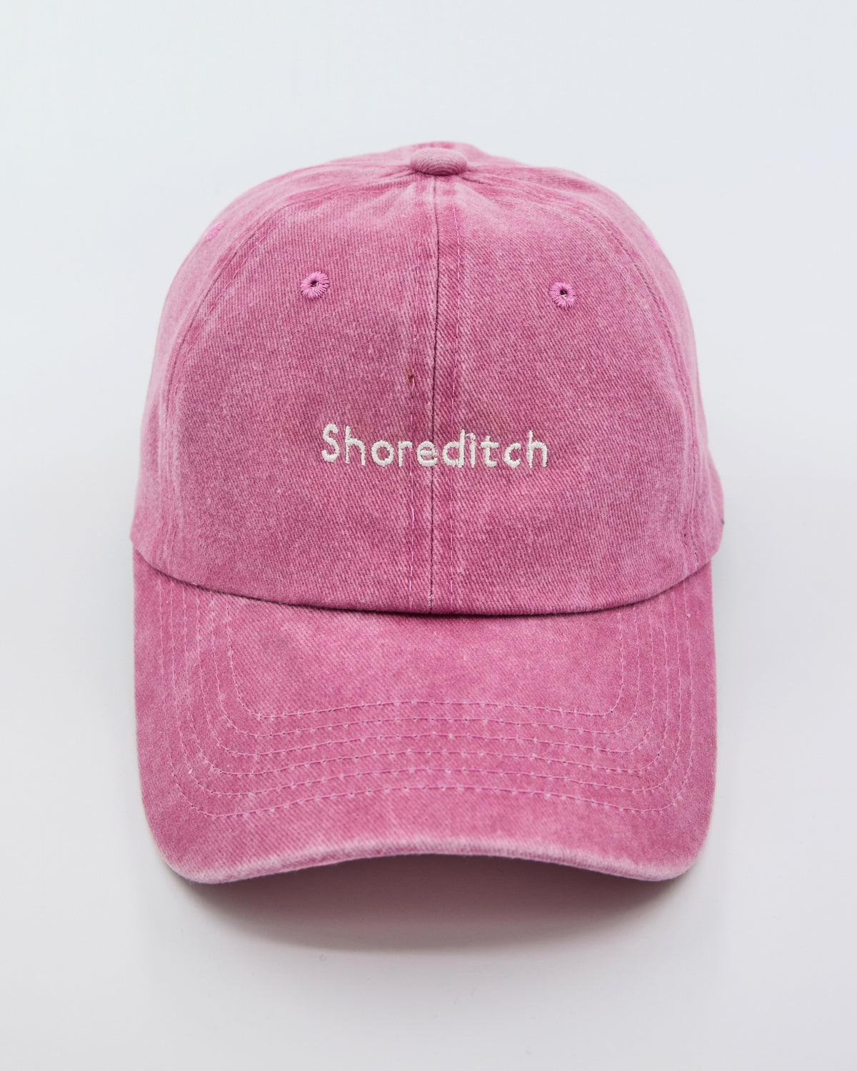 front view of Shoreditch Pink Washed Cap