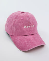 side view of Shoreditch Pink Washed Cap