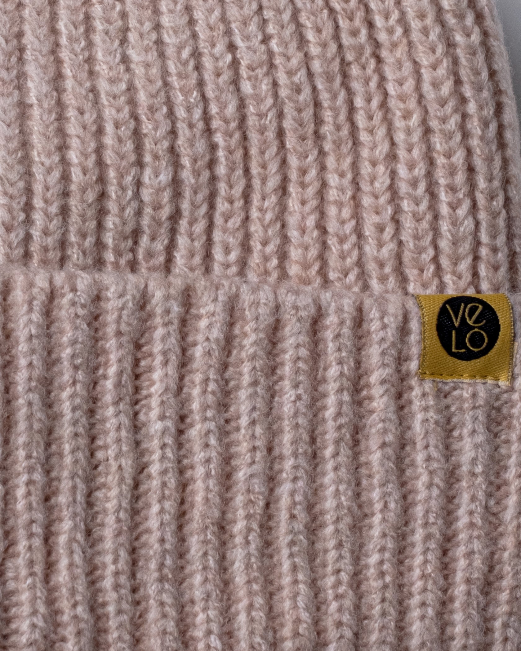 Close view of Powder Pink Lux Beanie