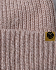 Close view of Powder Pink Lux Beanie