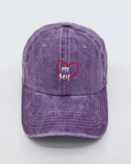 front view of Purple Love Myself Washed Cap
