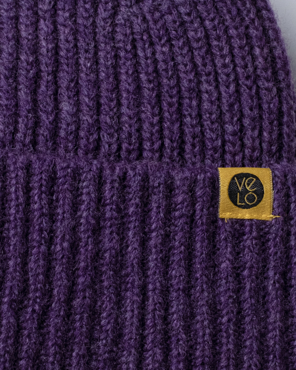 Close view of Purple Lux Beanie