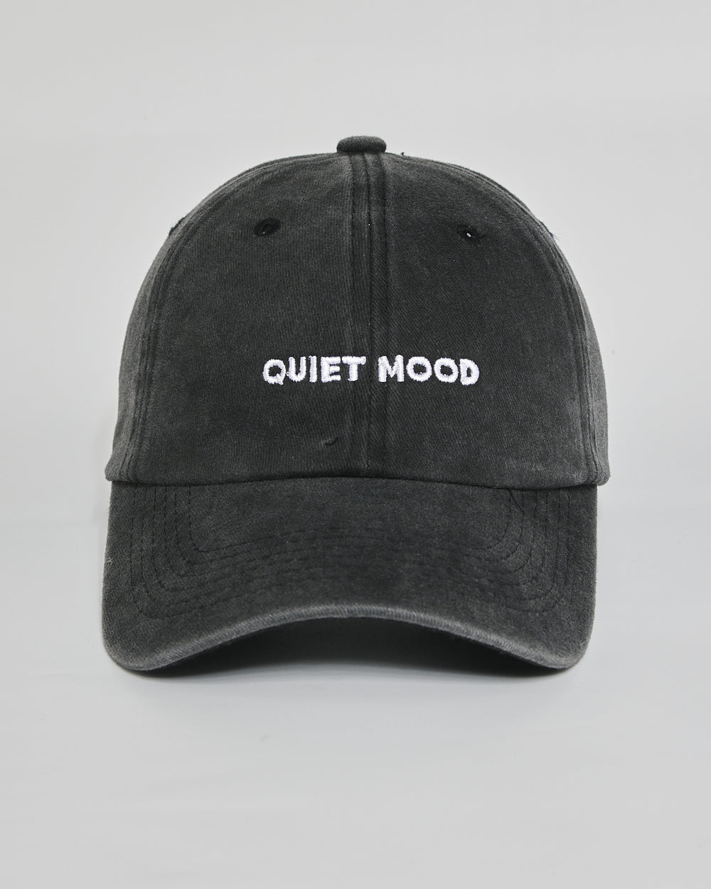 Quiet Mood black washed cap - front view