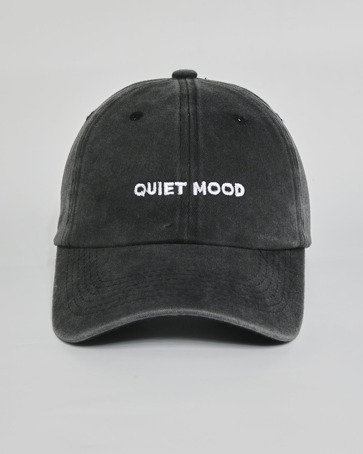 Quiet Mood black washed cap - front view