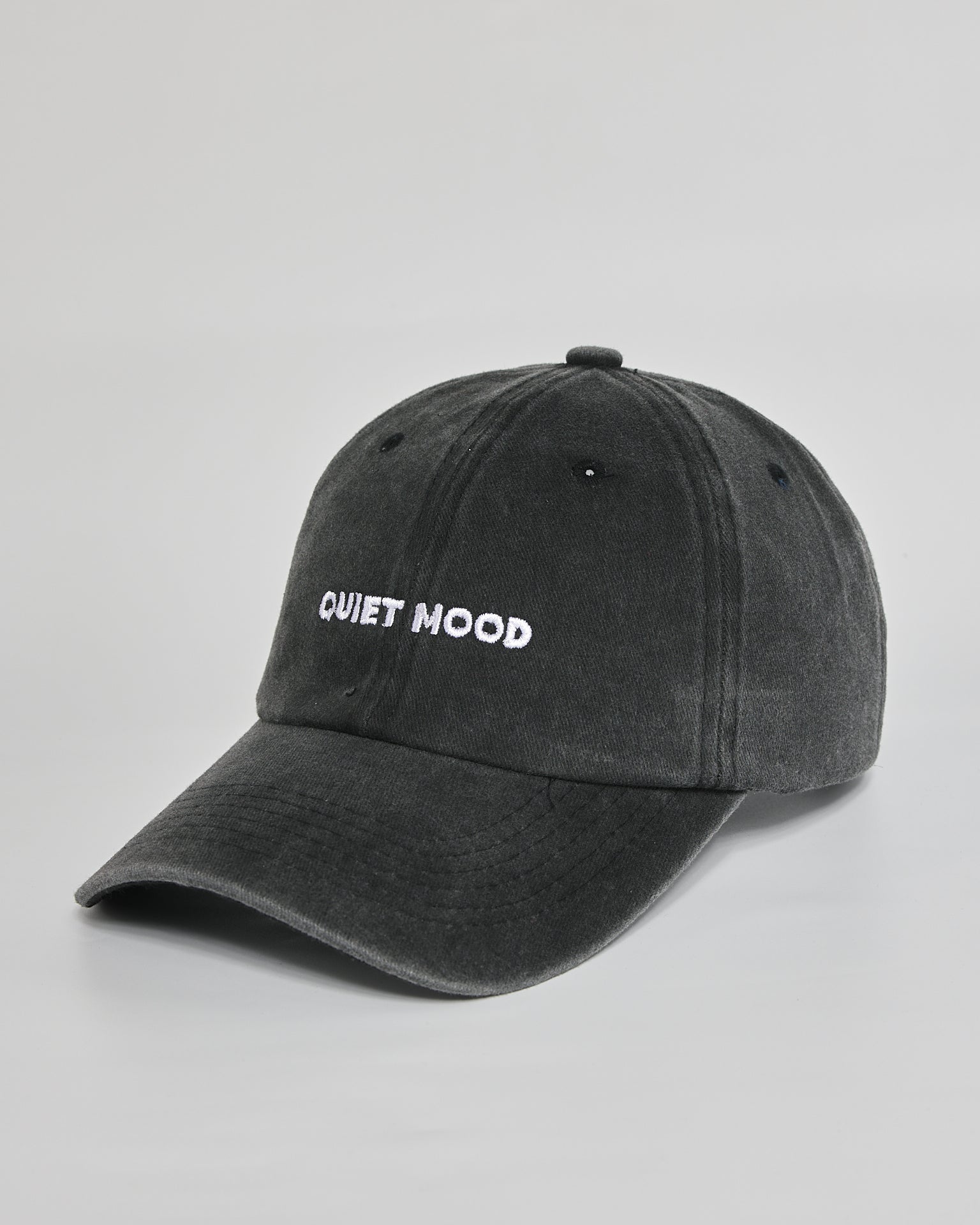 Quiet Mood black washed cap - side view