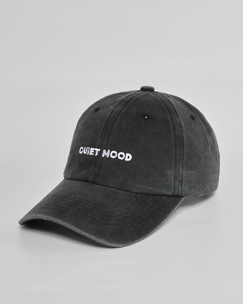 Quiet Mood black washed cap - side view