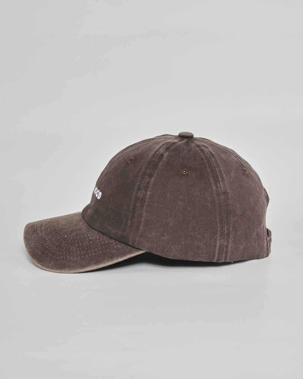 Quiet Mood brown washed cap - angled view