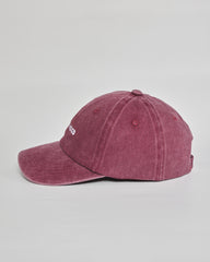Quiet Mood burgundy washed cap - angled view