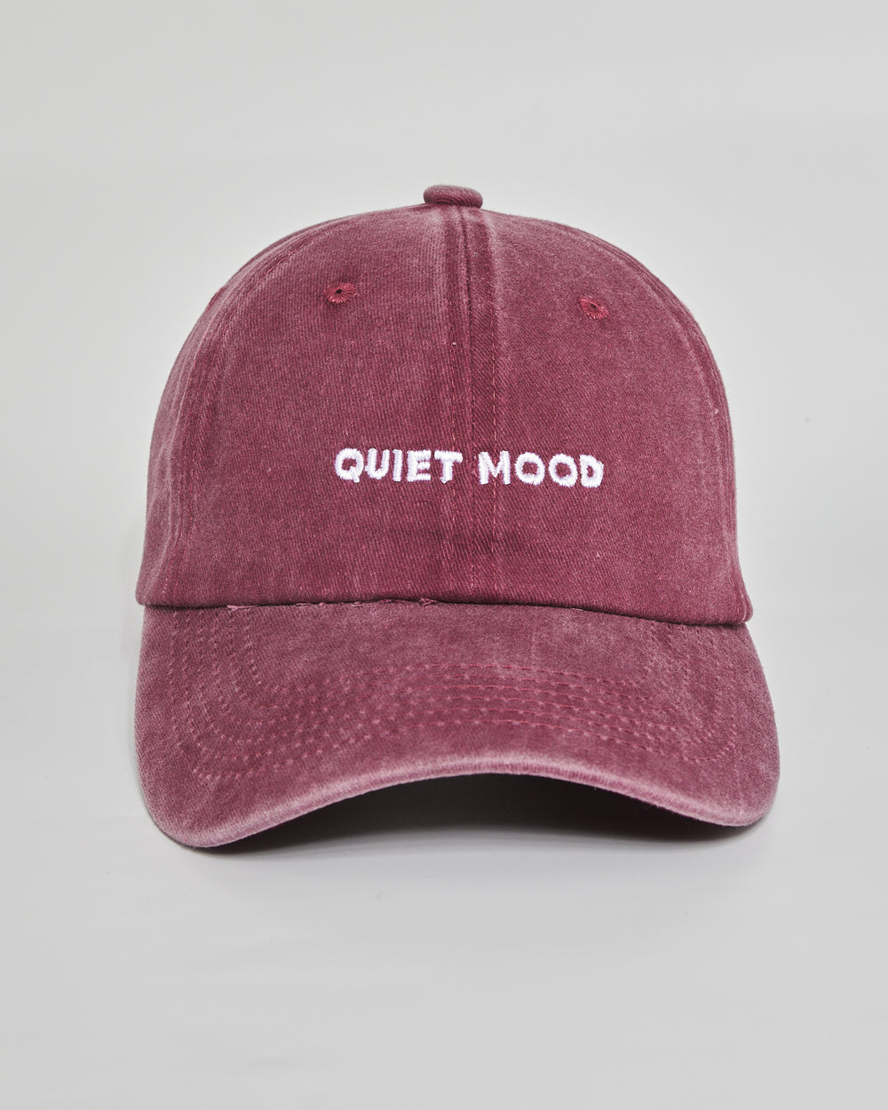 Quiet Mood burgundy washed cap - front view