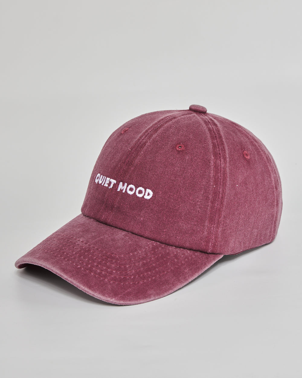 Quiet Mood burgundy washed cap - side view