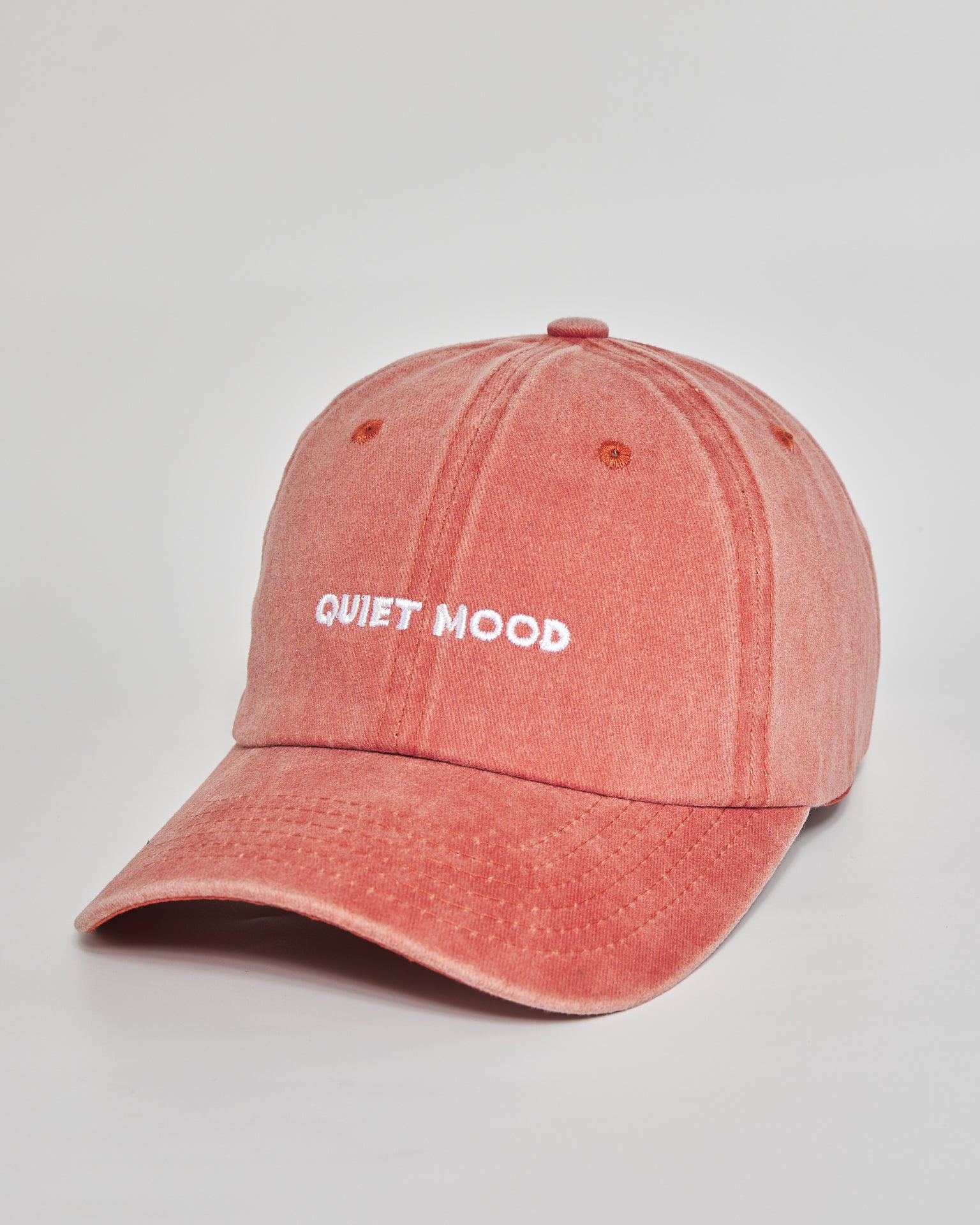 Quiet Mood coral washed cap - side view
