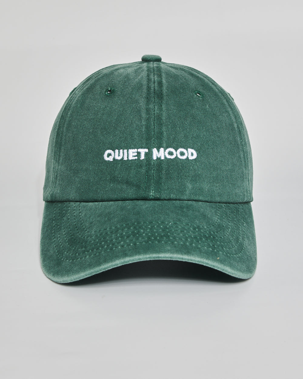 Quiet Mood forest green washed cap - front view