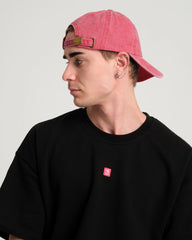 man wearing Red Hahaha No Washed Cap