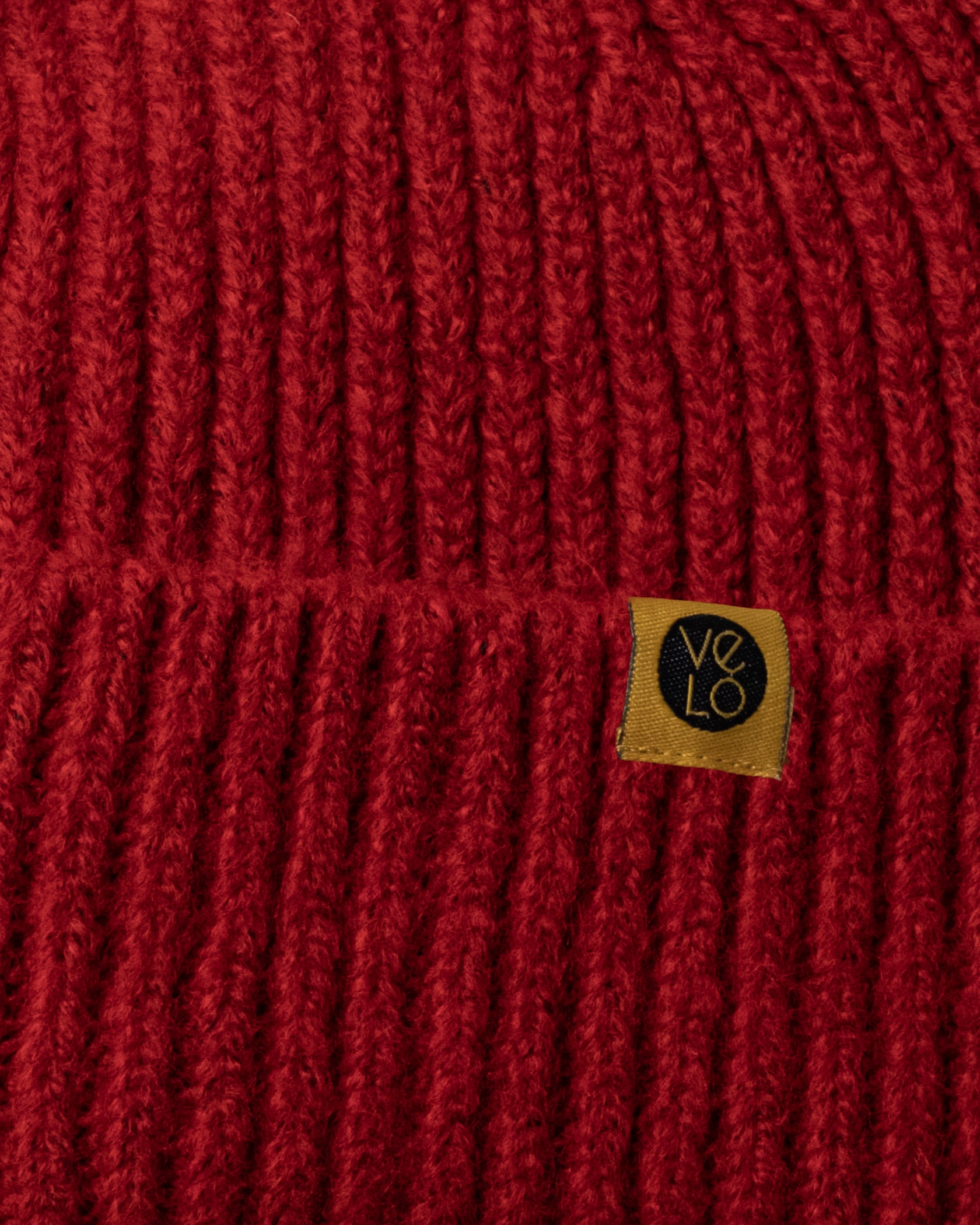 Close view of Red Lux Beanie