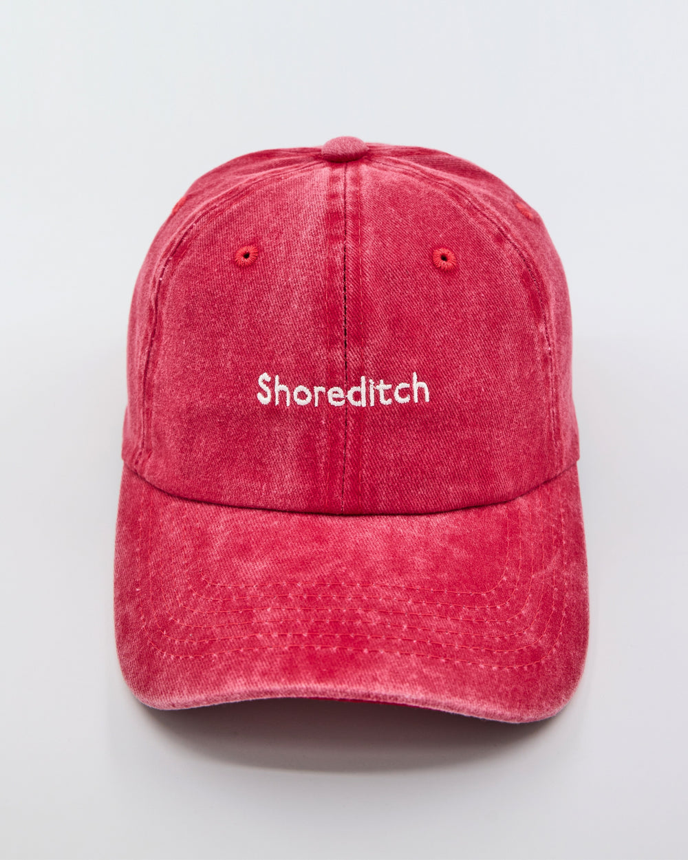 front view of Shoreditch Red Washed Cap