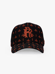 Front view of Regalia Black & Copper Trucker Hat