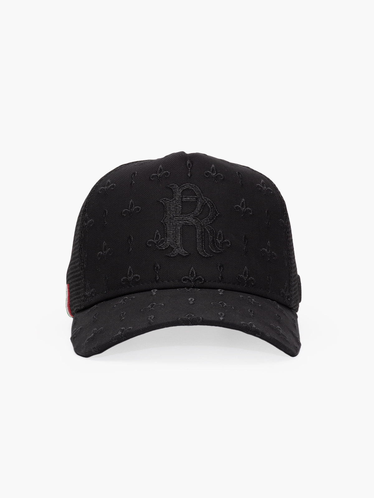 Front view of Regalia Black Trucker Hat