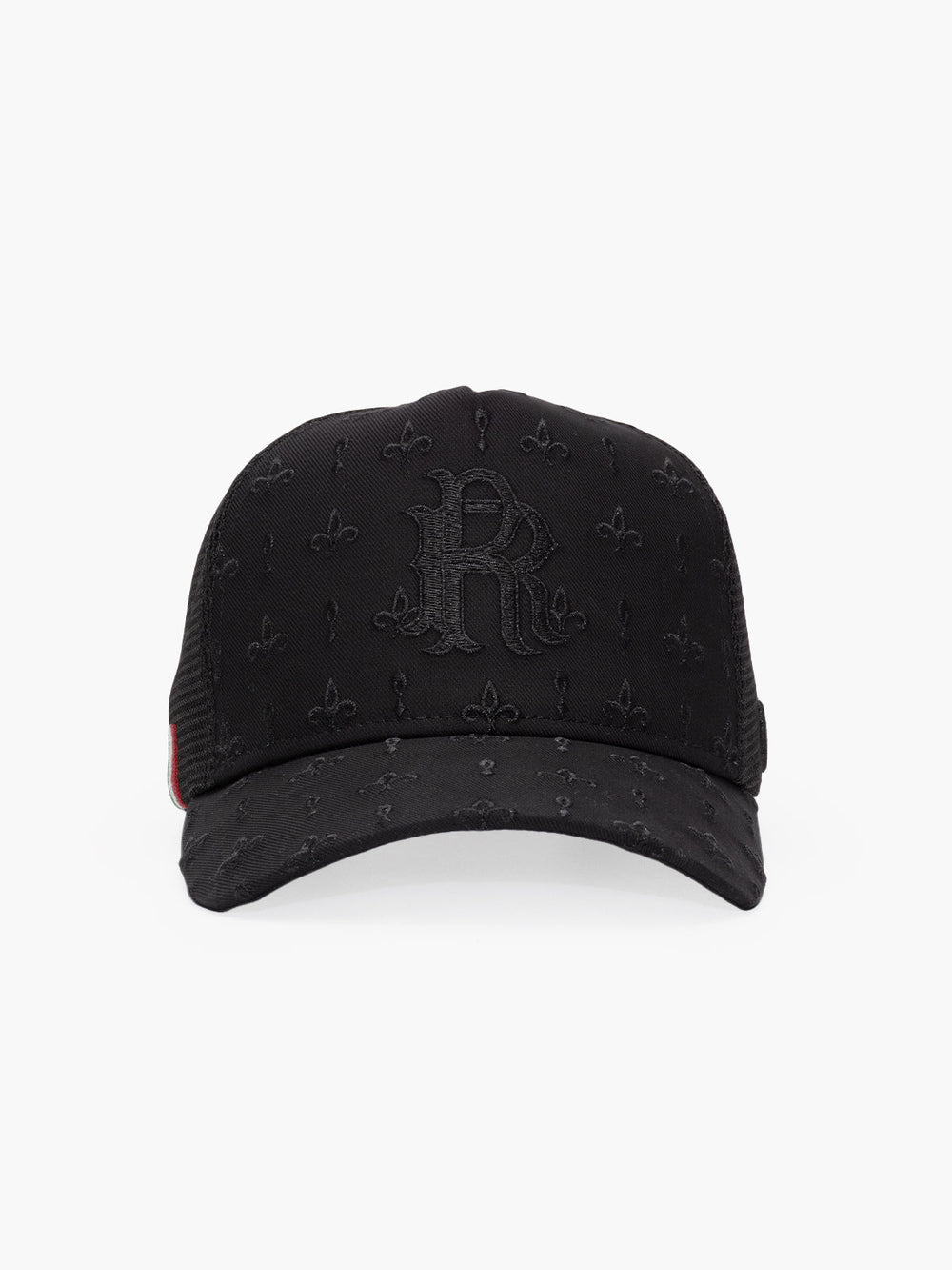 Front view of Regalia Black Trucker Hat