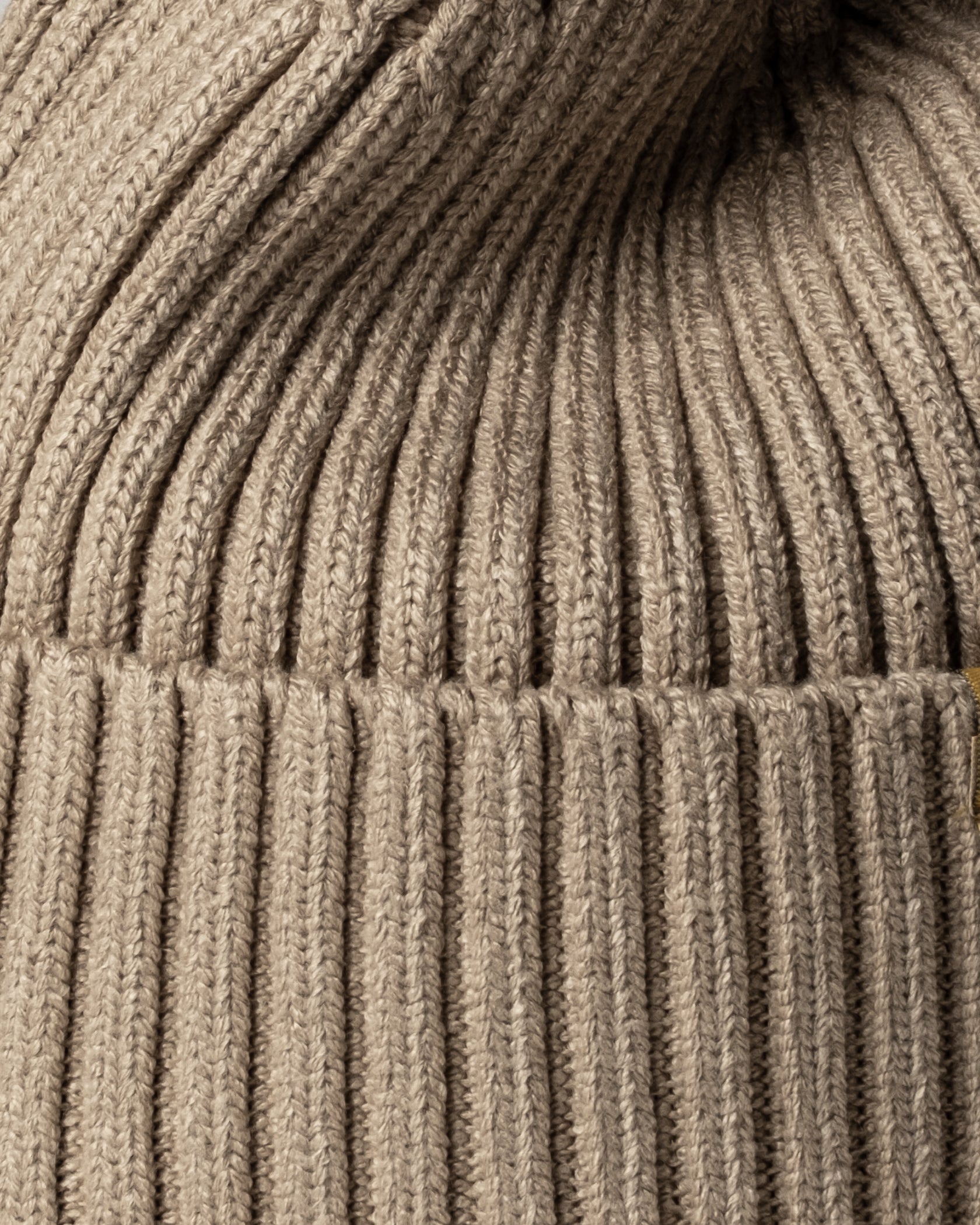 Close view of Sand Beige Classic Beanie