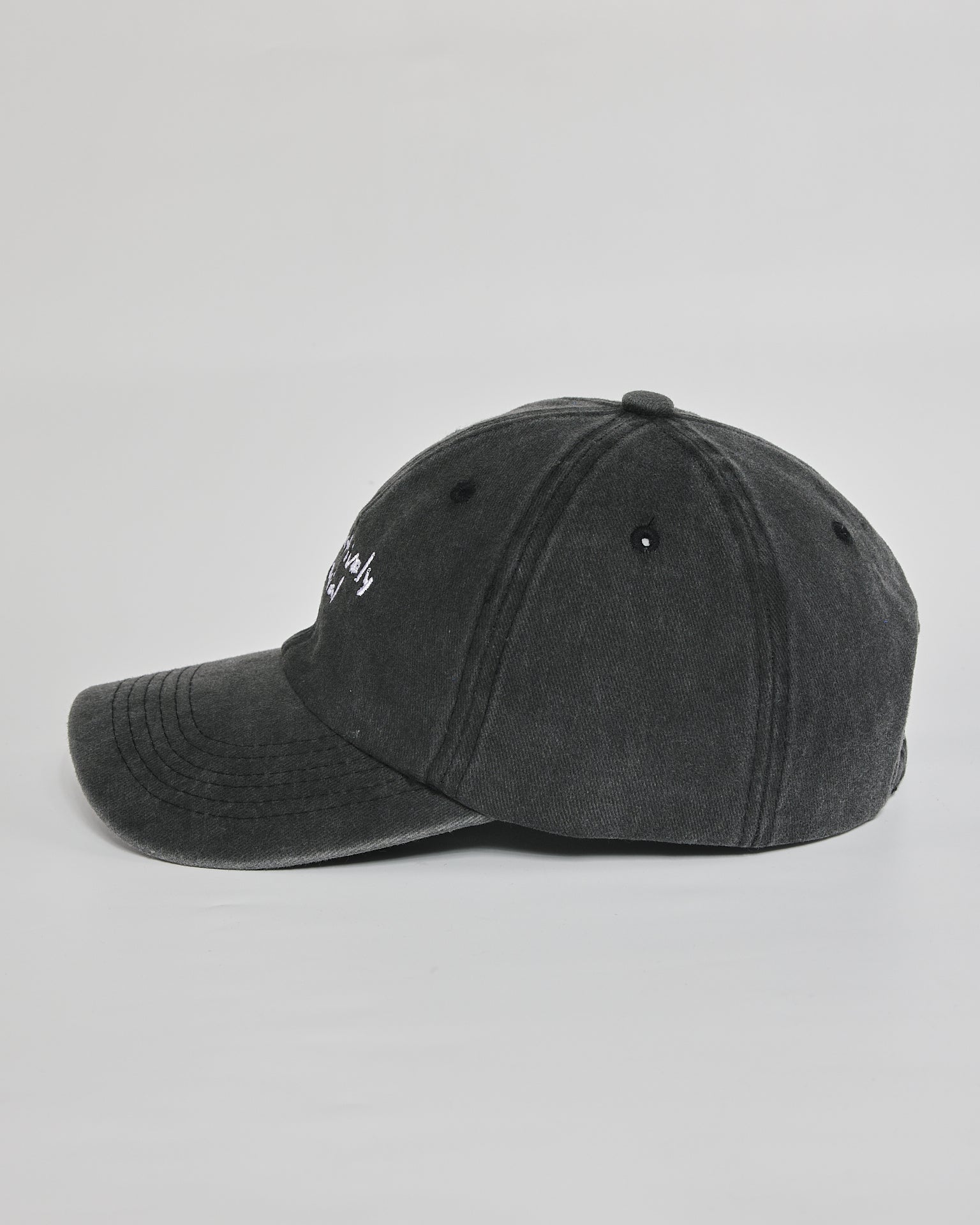 Selectively Social black washed cap - angled view