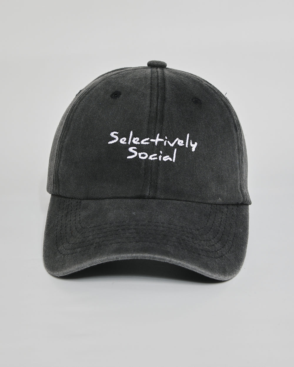 Selectively Social black washed cap - front view