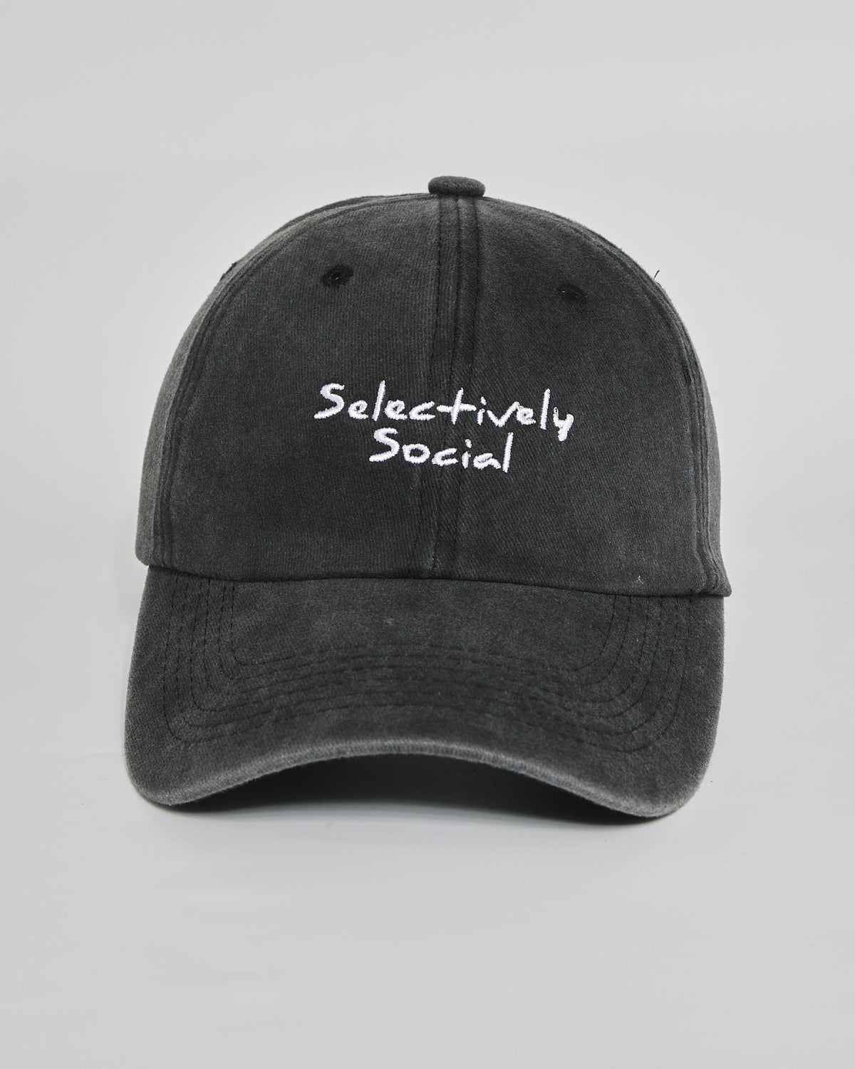 Selectively Social black washed cap - front view