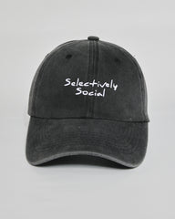 Selectively Social black washed cap - front view