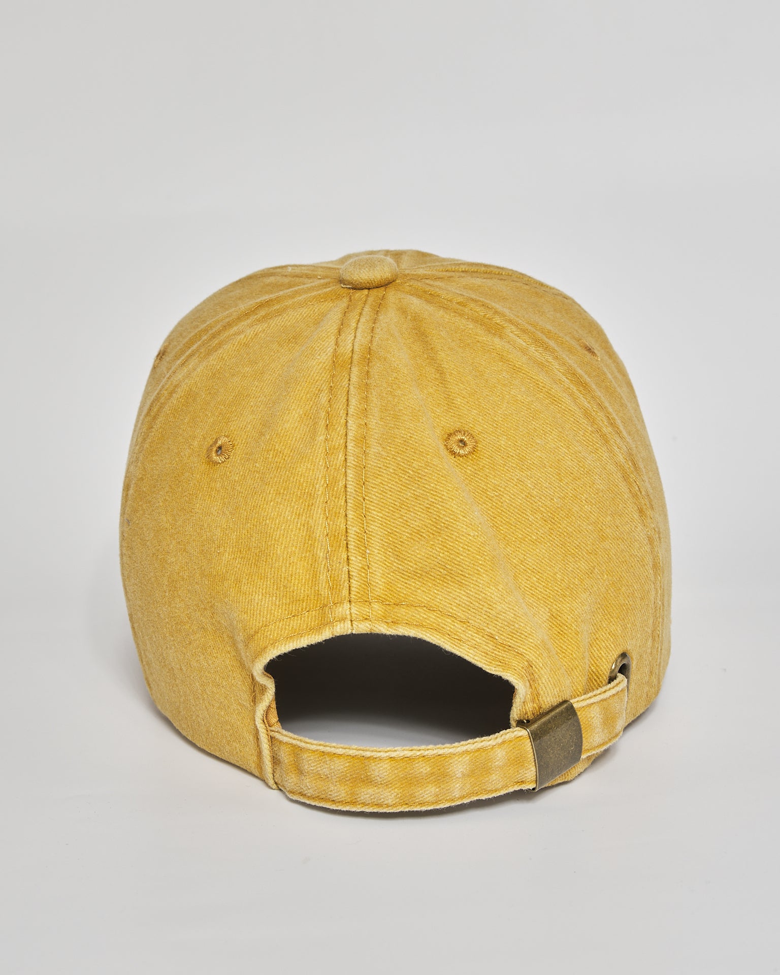 Selectively Social mustard washed cap - back view