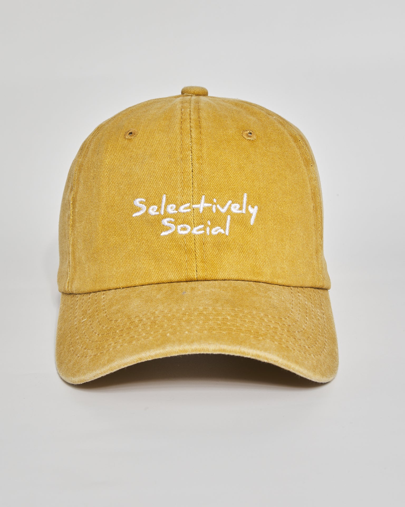 Selectively Social mustard washed cap - front view